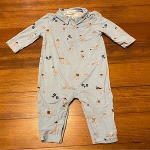 Angel Dear Blue Bamboo Romper with Llama Print Size 3-6 Months